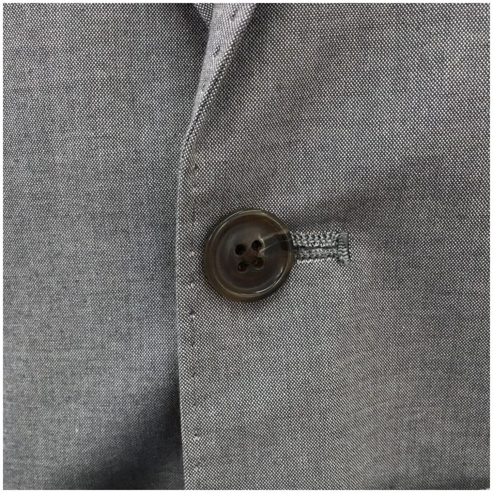 LAND'S END Mens Blazer Sport‎ Coat Casual Jacket Size 46R Gray Cotton Suit